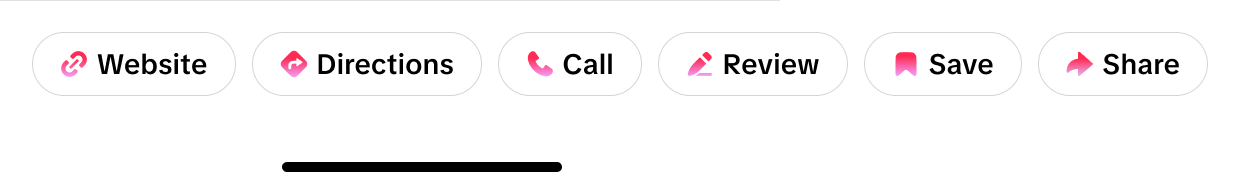 Website, directions, call, review, save and share actions